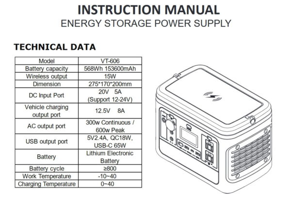 HelloLED V-Tac 500 W-os hordozható akkumulátor - 11442