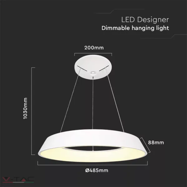 48W LED gyűrű csillár fehér TRIAC dimmelhető