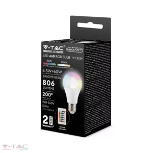 8,5W LED izzó E27 A60 RGB+4000K távirányítóval - 2928