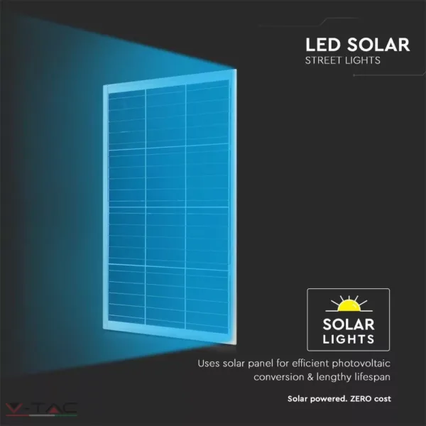 HelloLED 50W Napelemtábla LED Utcai világítással, konzollal és távirányítóval 4000K - 6759 V-TAC