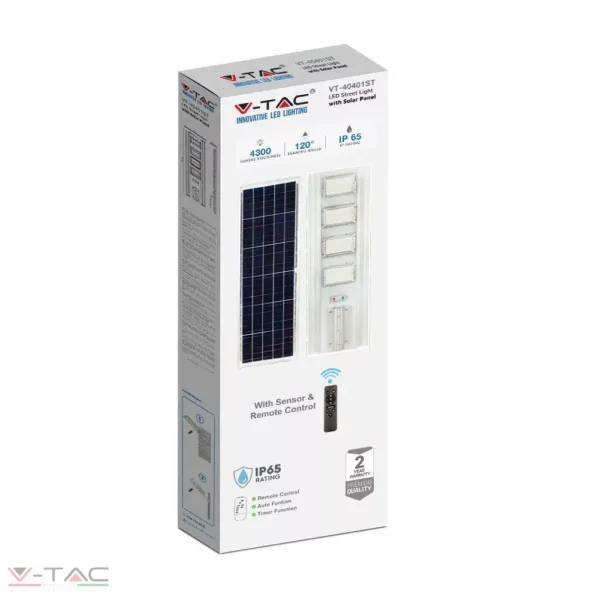 HelloLED 50W Napelemtábla LED Utcai világítással, konzollal és távirányítóval 4000K - 6759 V-TAC