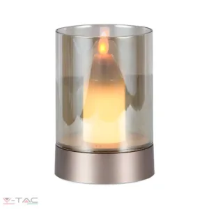 2W LED asztali lámpa gyertya design 3000K pezsgőarany + borostyánsárga üveg - 10566 V-TAC