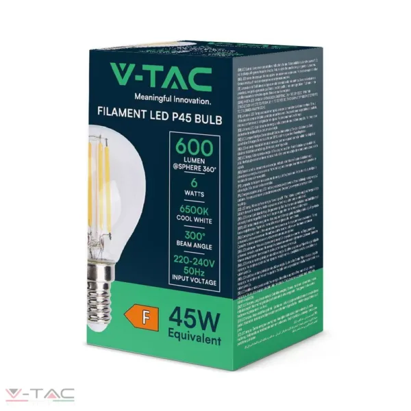 6W LED izzó Filament E14 P45