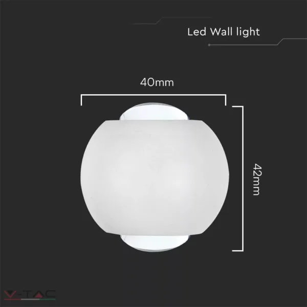 2W LED fali lámpa fel-le világító fehér IP54 - 10587 V-TAC