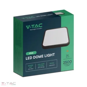 24W LED Mennyezeti lámpa négyzet alakú fekete IP44 V-TAC