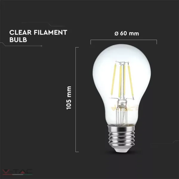 4W LED izzó Filament E27 A60