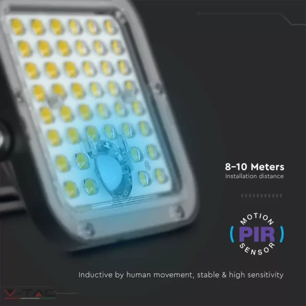 30W Napelemes fekete LED reflektor távirányítóval 4000K 6.4V 6000mA