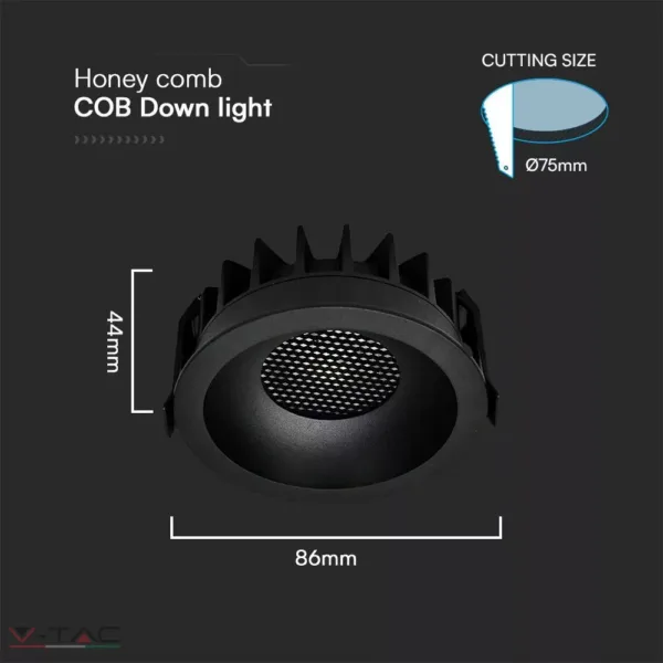12W LED mélysugárzó Bridgelux chip 3in1 fekete - 23671