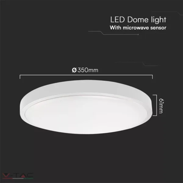 24W fehér LED mozgásérzékelős mennyezeti lámpa kör IP44
